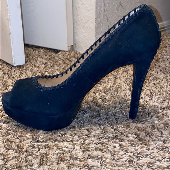 Antonio Melani Navy Blue Suede Heels - Picture 3 of 7
